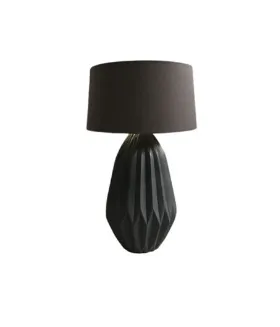 LP 5001 - Table Lamp - Black Ceramic Geometric Contours with Black Shade