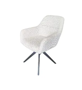 DC 0056 - Mottled Grey Boucle Fabric Dining Chair on Black Metal Star Legs