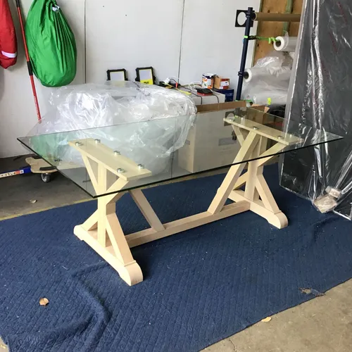 DT 7080 - Table Base - Natural Look Wooden Cross Legs - (Base Only)