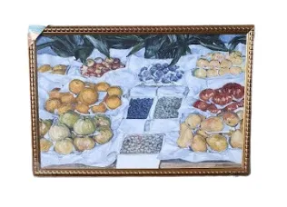 AW 0425 - Platters of Fruit Canvas in Rippled Gold Frame - Small Artwork
