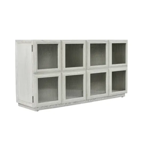 BF 0013 - Buffet - White Washed Oak in Rich Grain Finish with Inset Fluted Glass Panelled Doors