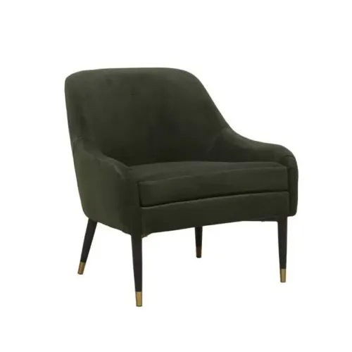 OC 0037 - Alma Cypress Green Velvet Occasional Chair with Gold Tip Black Legs