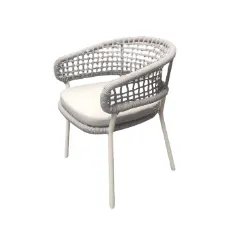 OD DC 4026 - Outdoor - Dining Chair - Curved Back Grey Rope with White Frame