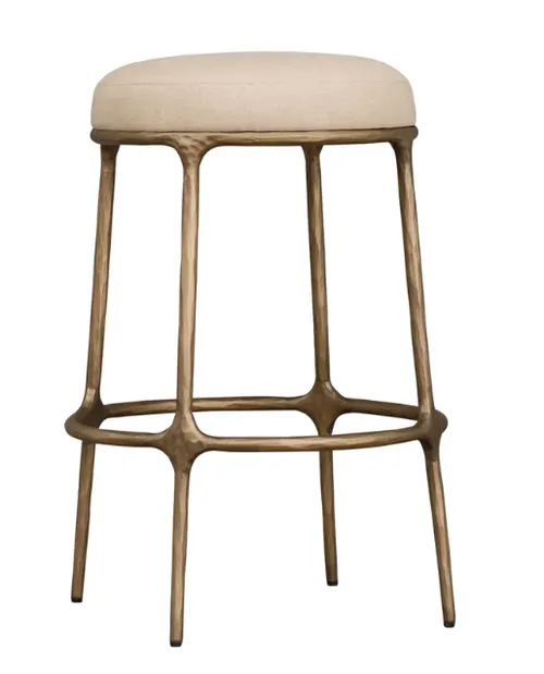STL 0003 - Kitchen Stool - Heston Brass Natural Linen