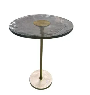 ST 0069 - Side Table - Round Glass Top with Gold Base