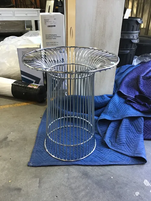 DT 6788 - Table Base - Circular Sprayed White Metal Pedestal Frame