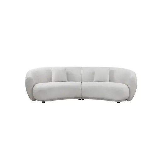 SF 6306 - Modular Sofa - White Fabric Curve Accented 2 Piece 4 Seater