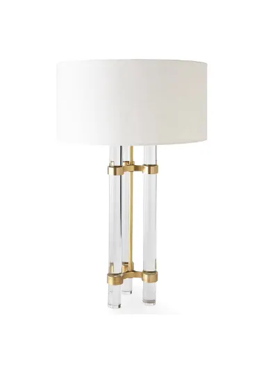 LP 0156 - Table Lamp - Crystal 3 Cylinder Base with White Drum Shade