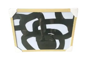 AW 9002 - Black Swirl Small Artwork in Natural Frame