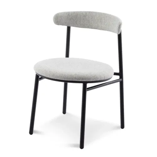 DC 0055 - Silver Grey Fabric Dining Chair with Black Curved Back Frame