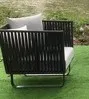 OD OC 3291 - Outdoor - Occasional Chair - Black Frame with Strapping Sides & Grey Cushions