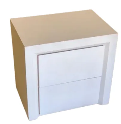 Two Drawer White Contemporary Bedside Table - BST 6048B