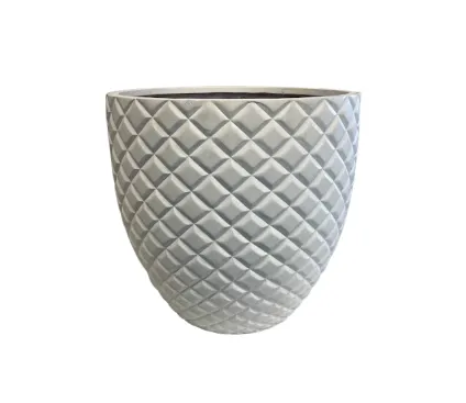 ACC 60001 - Diamond Cut White Circular Plant Pots