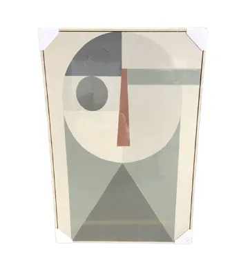 AW 7900 - Artwork - Large - Abstract Grey & Olive Tone Geometric Face Canvas