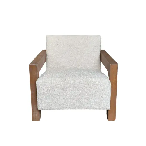 OC 1963 - Occasional Chair -  Cream Boucle with Timber Arm Rest & Legs