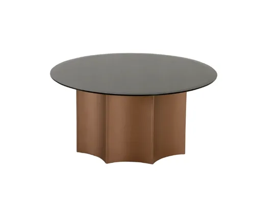 CT 0043 - Coffee Table - Medium Round Tempered Glass Top  & Bronze Frame