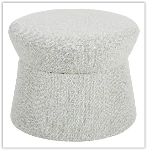 OTT 9001 - Ottoman - Presley Boucle White Hour Glass Shaped 