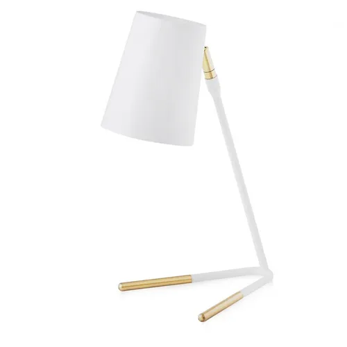 LP 0585 - Desk Lamp - White Metal Cone Shade with Gold Tip Feet