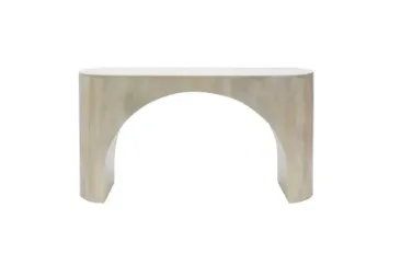 CN 0109 - White Wash Timber Oval Console with Craved Arched Legs