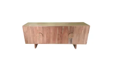 BF 0025 - Teak 4 Door Buffet/Sideboard with Ribbed Doors & Half Moon Handles