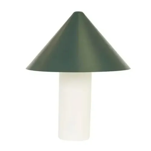 LP 0164 - Table Lamp - Matt Ivory Cylindric Base with Moss Green Cone Shade