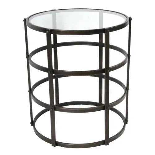 ST 0042 - Side Table - Athens Wrought Iron Round Glass Top