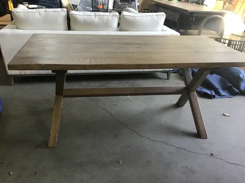 DT 6075 - Dining Table - Ash Timber with Cross Leg Trestle Base