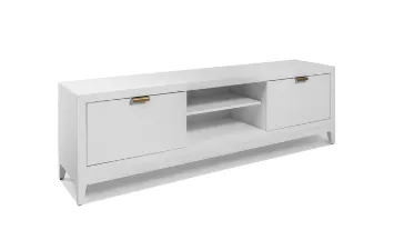 ENT 0027 - White Chic Large TV Unit with Acrylic Handles & Brass Legs