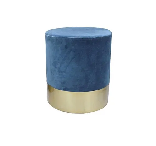 OTT 0001 - Ottoman - Valencia Blue Velvet with Gold (Small Circular)