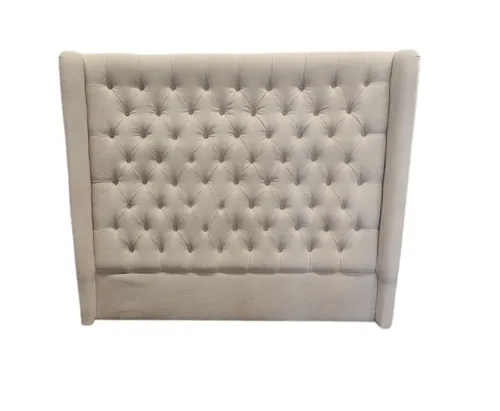 BH 0056 - Queen Bedhead - Winged Cream Linen with Buttons