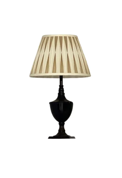 LP 5034 - Table Lamp - Traditional Style Dark Wood Chalice with Pattern Shade