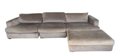 SF 4010 - Modular Sofa - 3pce plus Ottoman Brown Suede Fabric 