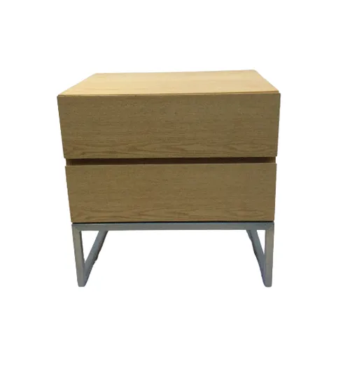 BST 0017 - Bedside Table - 2 Drawer - Ivory Wood on Brushed Metal Frame