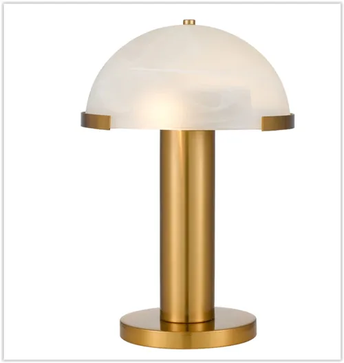 LP 2206 - Table Lamp - Gold Stem & Base with Frosted White Dome Shade