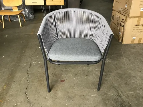 OD DC 6056 - Outdoor - Dining Chair - Curved Back Grey Rope with Charcoal Frame