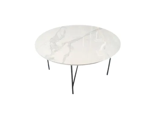 CT 0095 - Coffee Table - Round White Ceramic Top with Black Frame