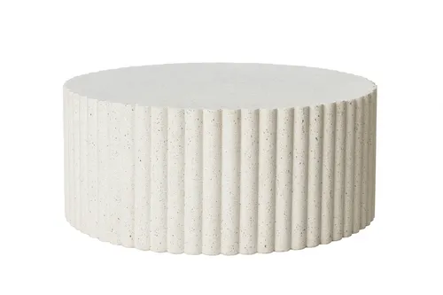 CT 0112 - Round White Fleck Ribbed Edge Coffee Table