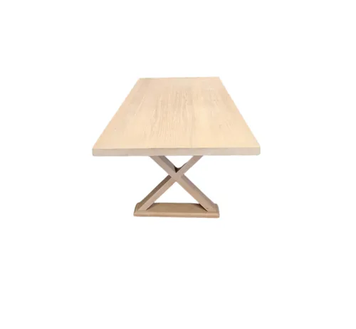 DT 7219 - Dining Table - Blonde Timber with Cross Legs Rectangular 8 Seater