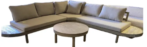 OD SF 0021 - Outdoor Sofa - Curved with Grey Fabric