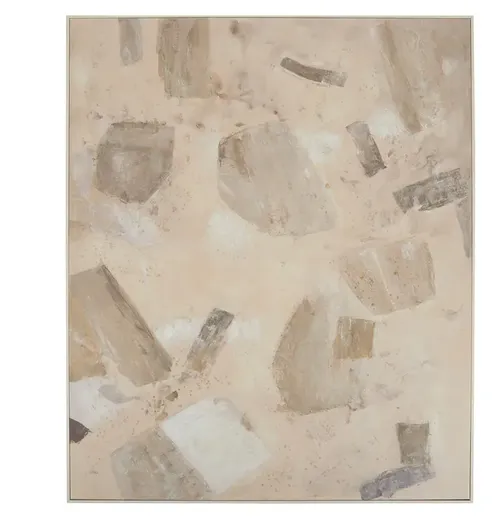 AW 0073 - Artwork - Large - Neutral Abstract Oil Painting in Onito White Frame  