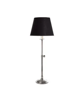 LP 0161 - Table Lamp - Classical French Antique Stem in Silver with Black Shade 