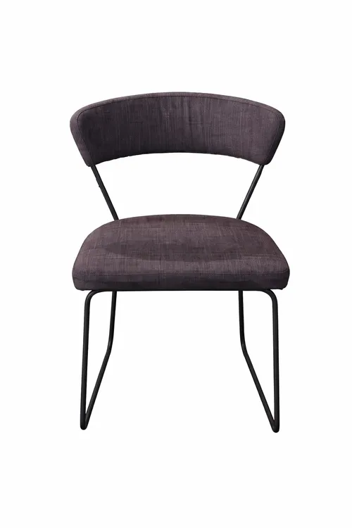 DC 0091 - Dark Grey Fabric Dining Chair on Black Metal Frame