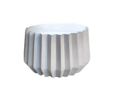CT 0052 - Coffee Table - White Round with Ribbed Edging