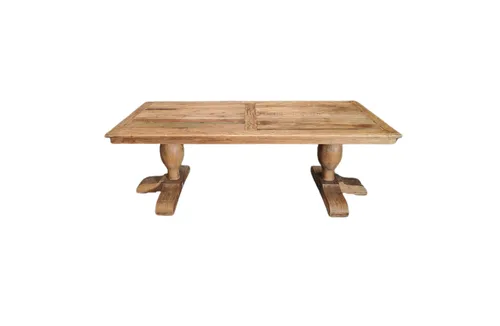 DT 2583 - Dining Table -  Rustic Timber with Large Turned Legs & Cross Bar