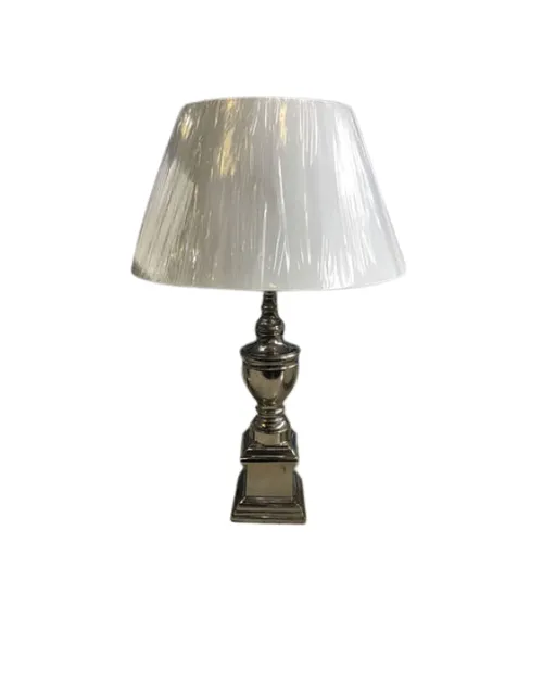 LP 1102 - Table Lamp - Silver Ornate Stem with White Shade