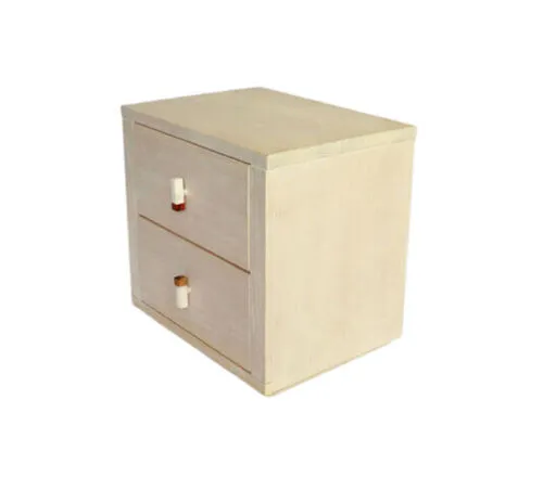 White Wood Two Drawer Bedside Table with Two Tone Handle - BST 4092