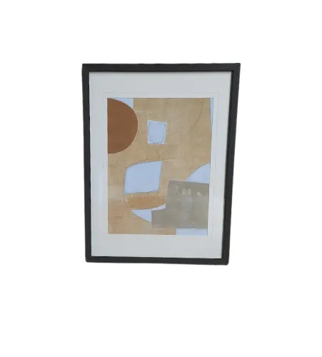AW 0372 - Artwork - Medium - Artwork - Medium - Abstract Soft Brown & Clay Tones Canvas Print in Dark Timber Frame