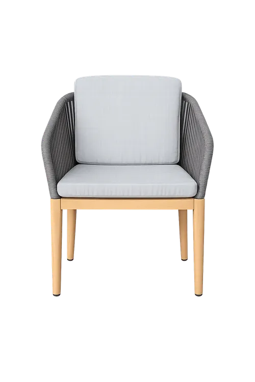 OD DC 6057 - Outdoor - Dining Char - Grey Rope with Wood Look Legs - Panama 
