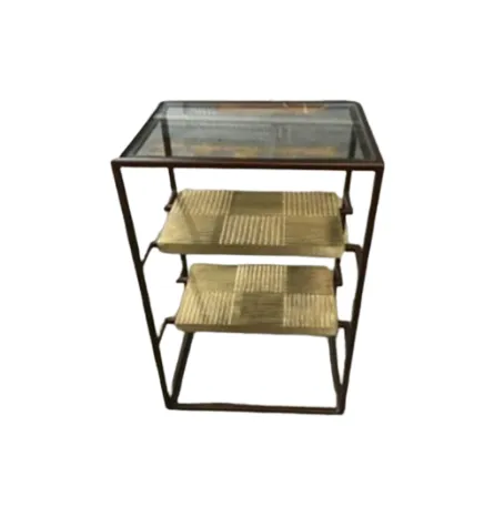 ST 1232 - Side Table - 3 Tier Brass Glass & Gold on Brass Frame