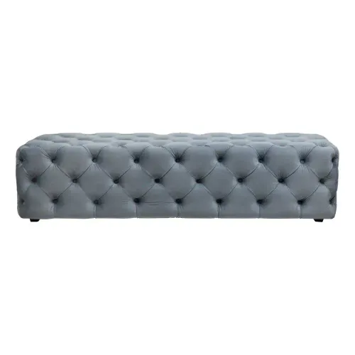 OTT 6189 - Ottoman - Grey Velvet Buttoned Bed Bench